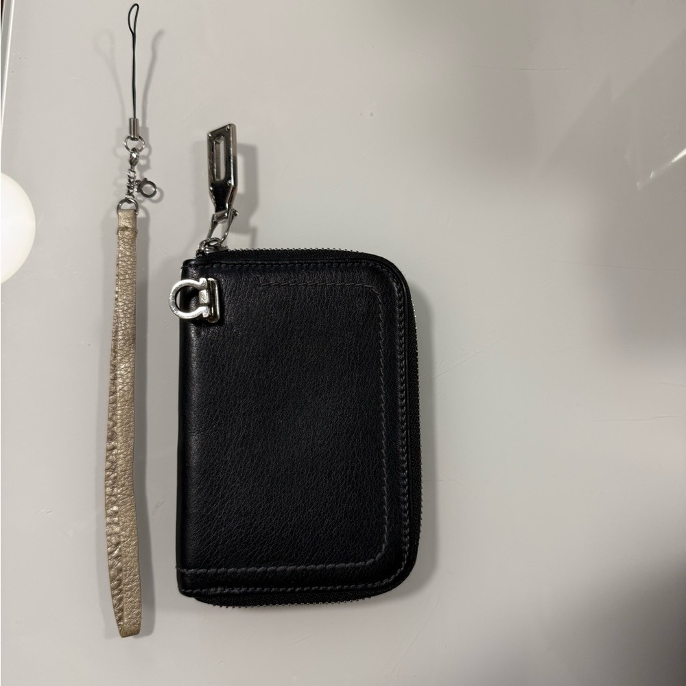 Salvatore Ferragamo Black Key & Card Holder With Wristlet